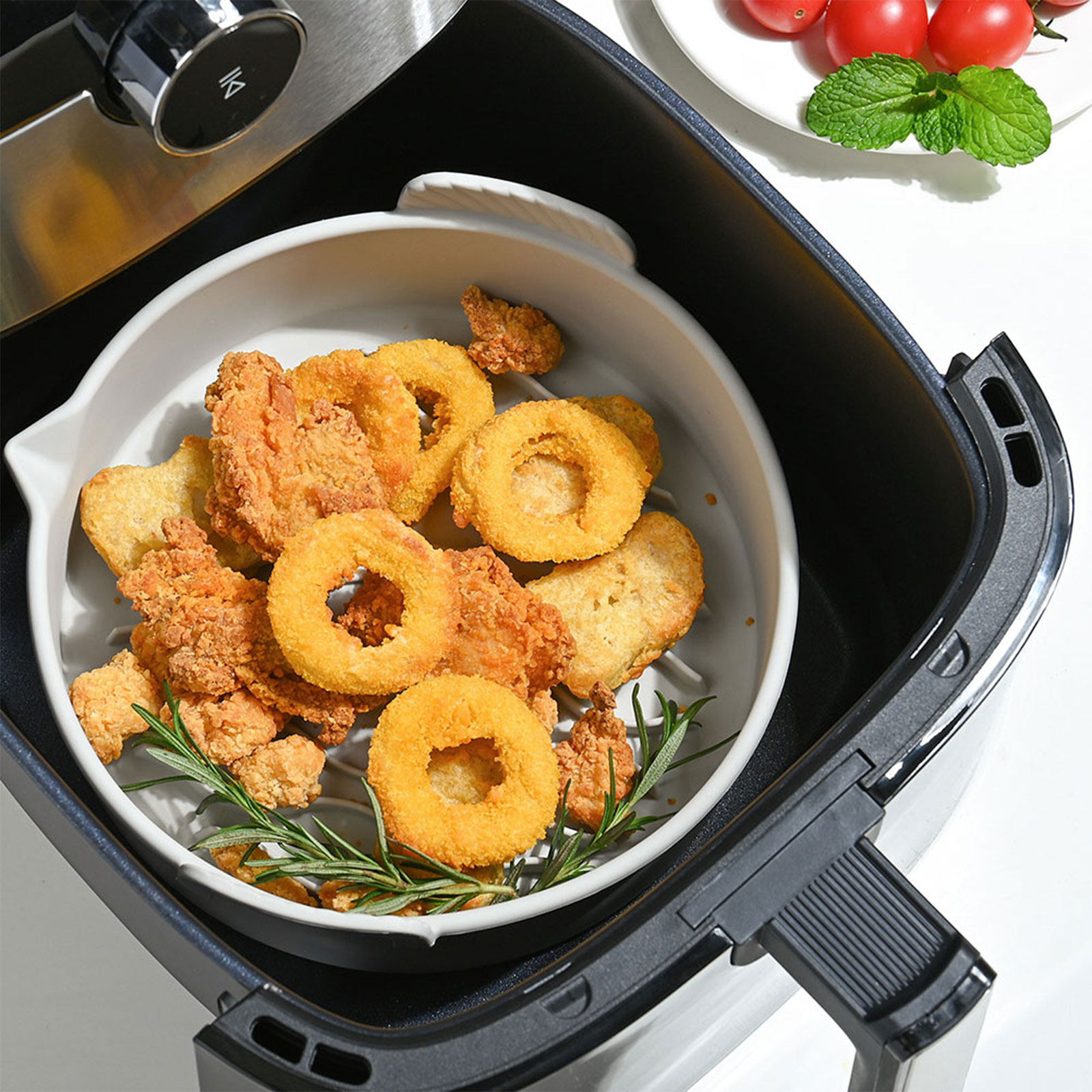 Air Fryer - エアフライヤー用シリコンライナー、家庭用、焦げ付き防止ベーキングマット、キッチン用シリコントレイ、再利用可能なエアフライヤー用アクセサリー、調理用パッド
