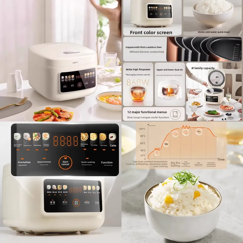 Rice Cooker - 2026年式 4L ジョヨン多機能電気圧力鍋 家庭用 3～5人用 大容量スマート炊飯器
