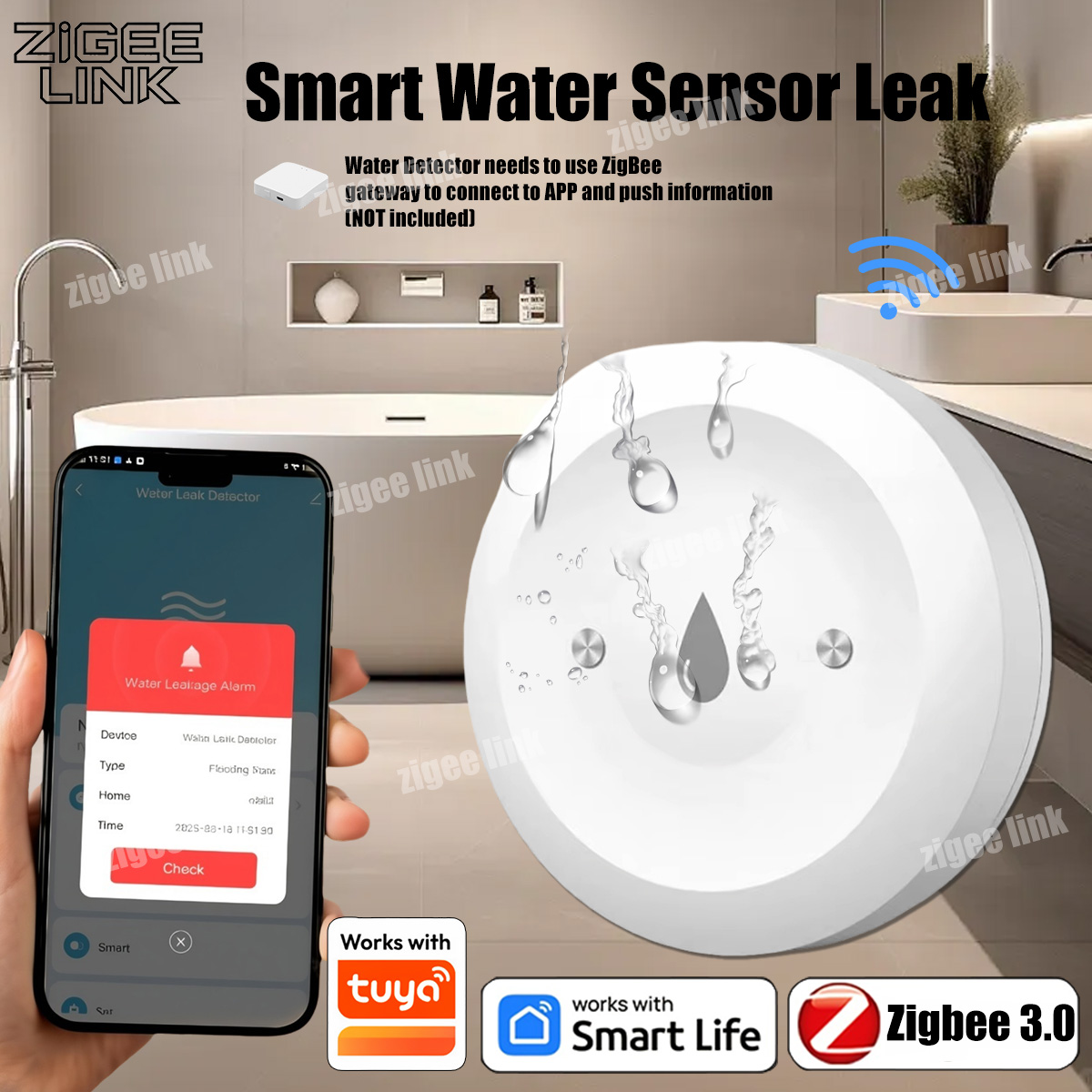 Kitchen Appliances Video - スマート水漏れセンサー Tuya ZigBee 3.0 水漏れセンサーアラームアプリリモート監視水漏れオーバーフロー用キッチンバスルーム用