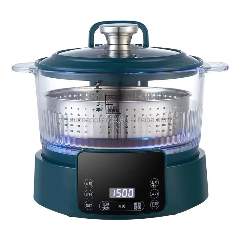 Rice Cooker - 低糖質ダークグリーン5L炊飯器電気鍋リフト式炊飯器食品グレードステンレス鋼英語操作機能パネル