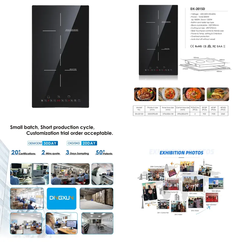 Induction Cooker - 高効率2口電気IHクッキングヒーター工場価格キッチン卓上型IH調理器内蔵テーブル付き