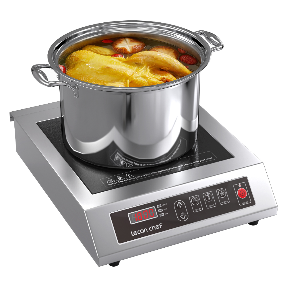 Induction Cooktop Portable - レコンシェフ インダクションクックトップ 業務用カウンタートップインダクションクッカー 電気バーナー 10段階の出力と温度設定、タイマーとプリセット機能付き