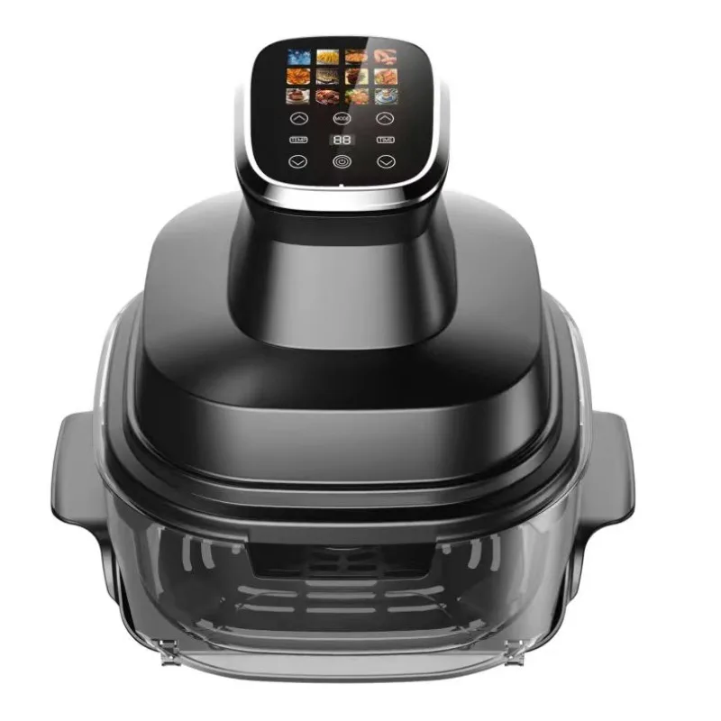 Air Fryer - ポータブルエアフライヤー 6 in 1 デジタルパネル ダブルガラスボウル