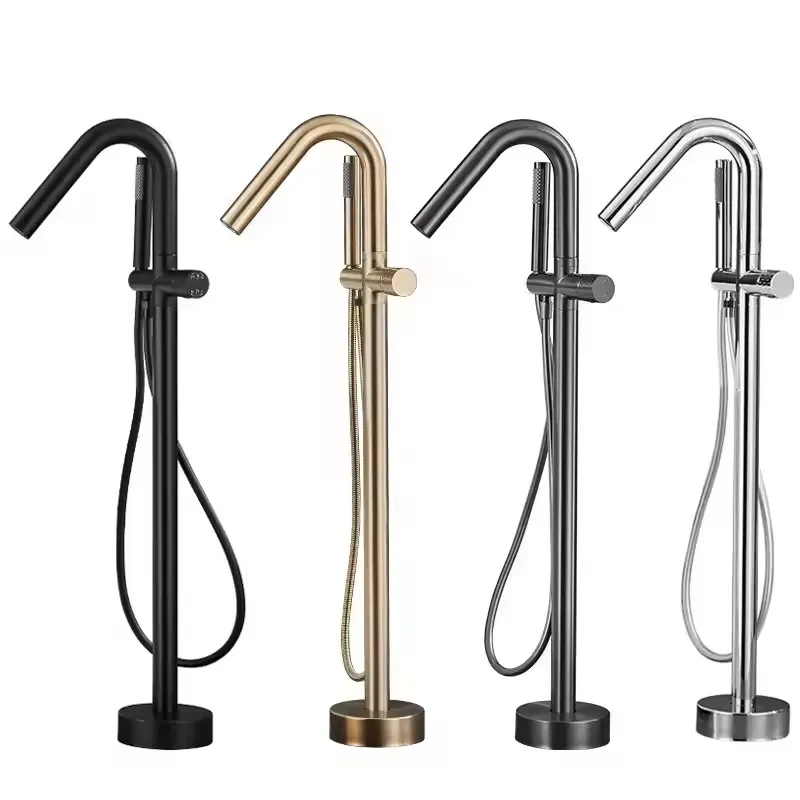 Stand Mixer - 銅製自立式バスシャワーミキサー、床置き式浴槽充填シャワーミキサー、自立式バスタブ蛇口