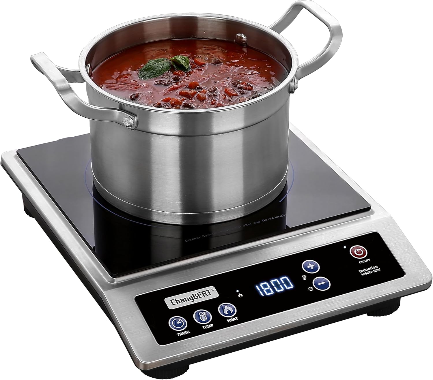 Induction Cooktop Portable - IHクッキングヒーター、業務用ポータブル調理器、大型8インチ加熱コイル、NSF認証付きプレミアムステンレス製カウンタートップバーナー