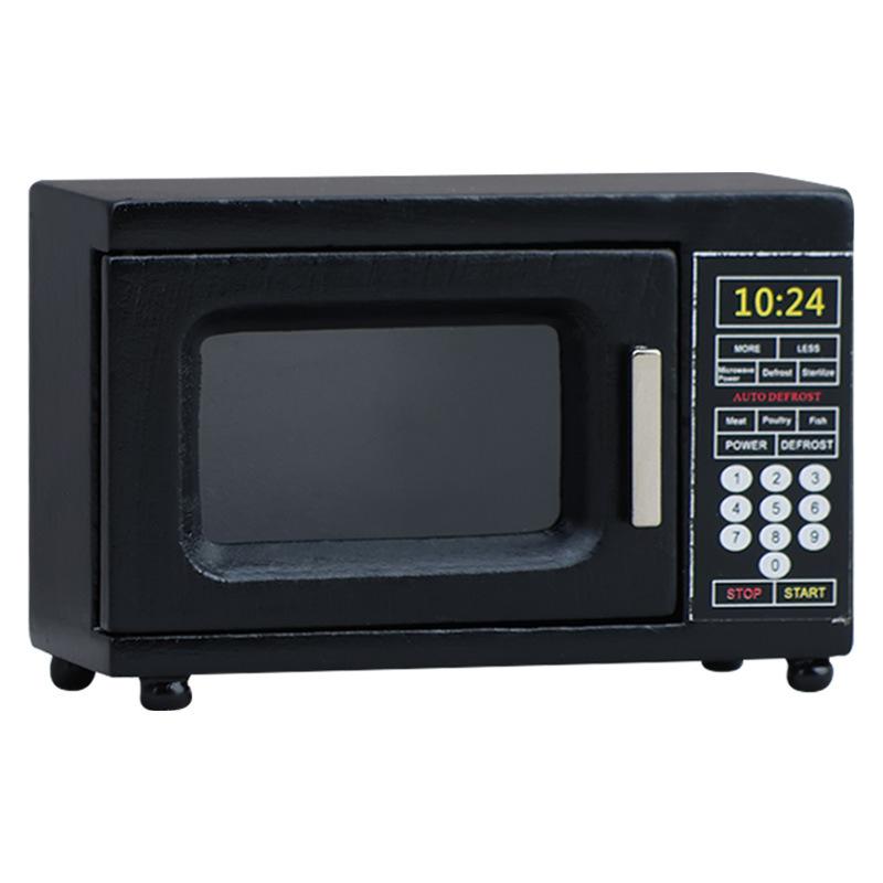 Microwave Oven - ホットセール 1/12 ドールハウスアクセサリー ドールハウスミニチュア ブラック電子レンジ 家具