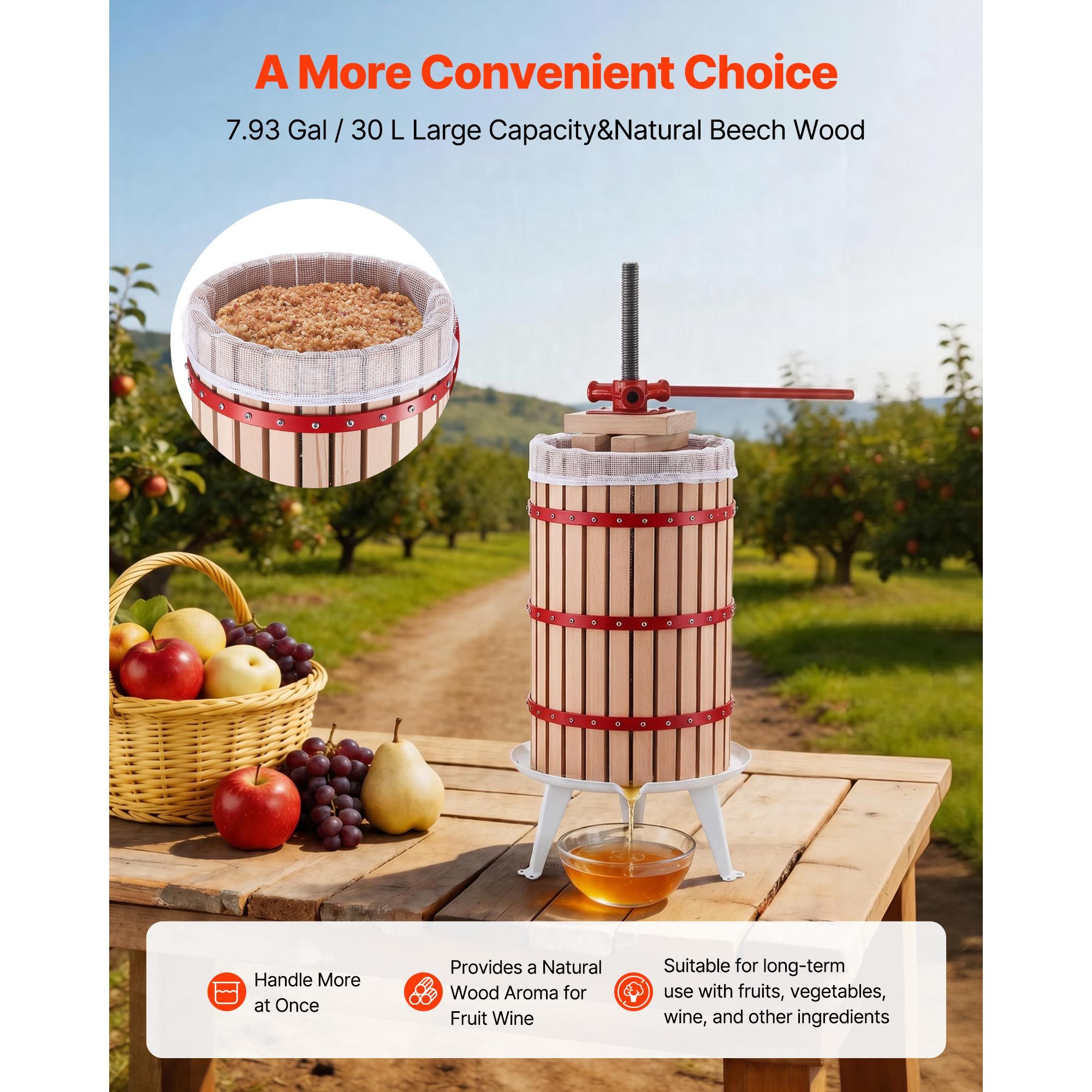 フルーツワインプレッサー、7.93ガロン/30L手動ジューサ - Juicer のレビューと価格