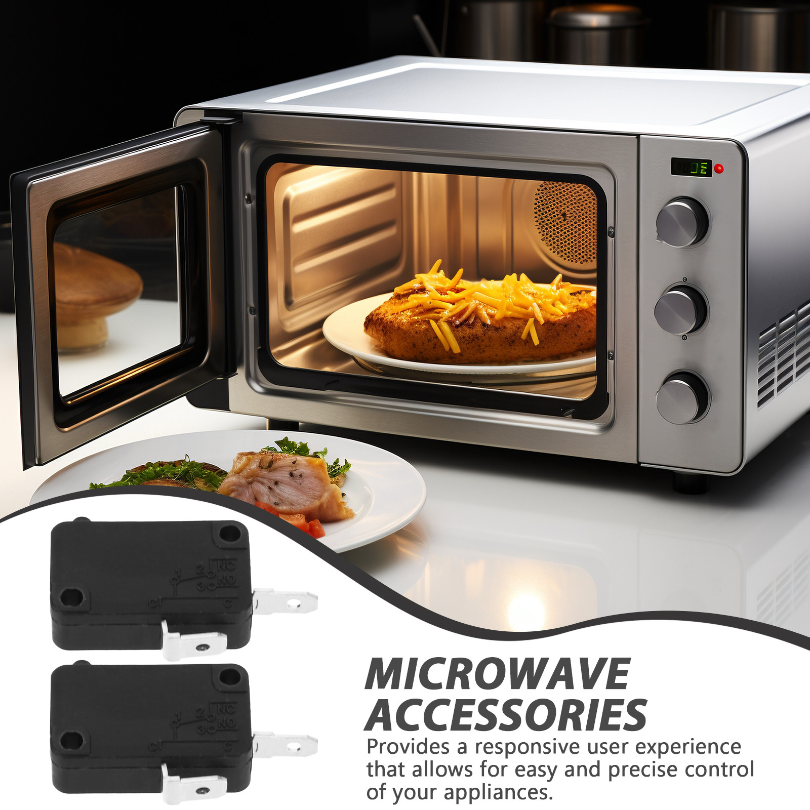 電子レンジのドア交換用マイクロスイッチ2個。2ピン、通常開、 - Microwave Oven のレビューと価格