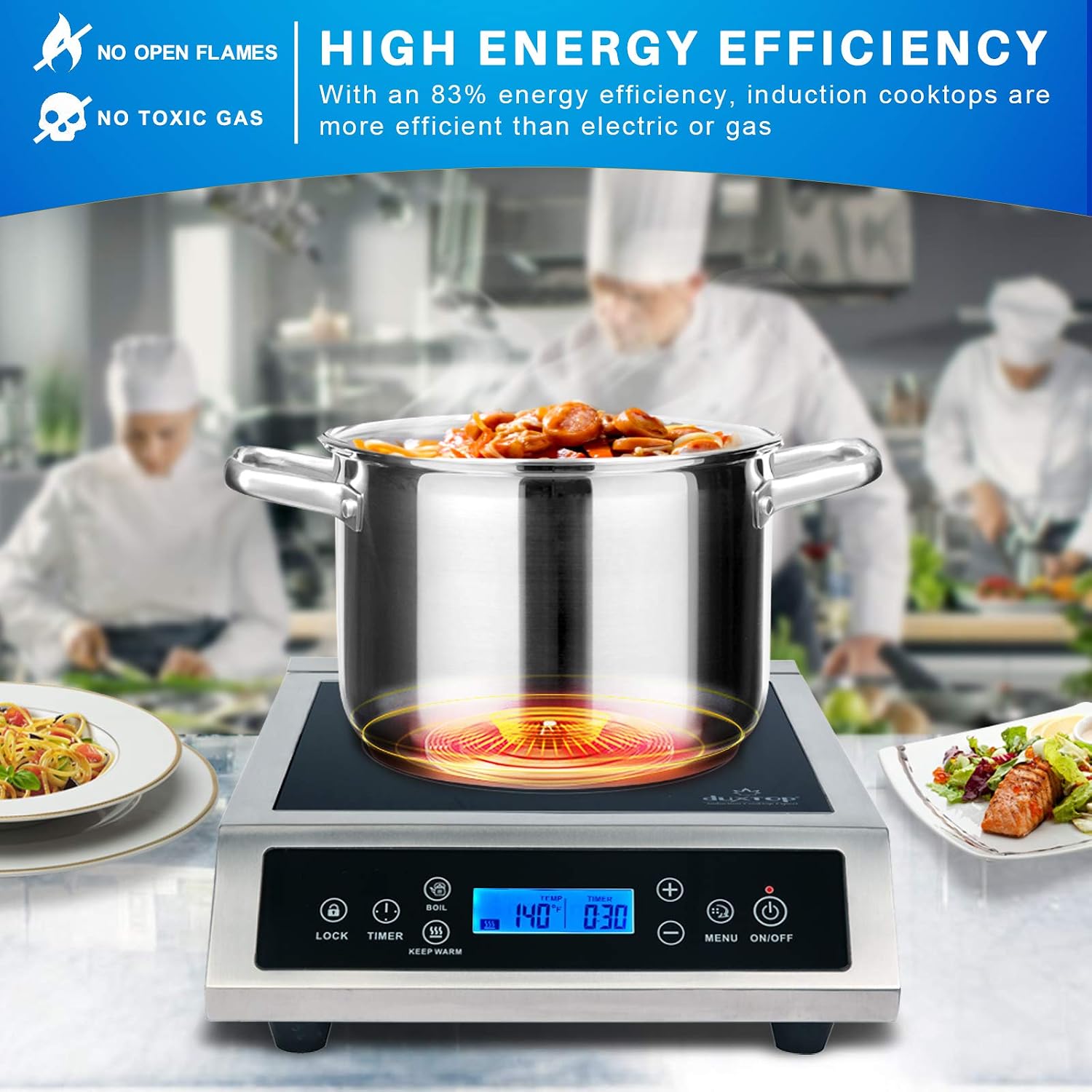 プロ仕様のポータブルIHクッキングヒーター、業務用カウンター - Induction Cooktop Portable のレビューと価格