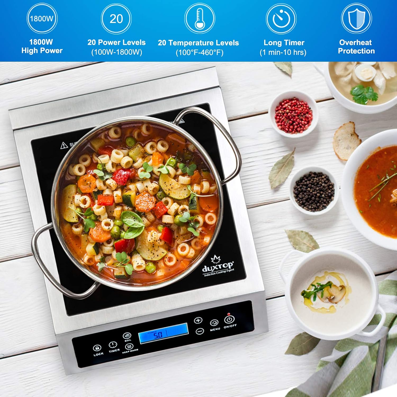 プロ仕様のポータブルIHクッキングヒーター、業務用カウンター - Induction Cooktop Portable のレビューと価格
