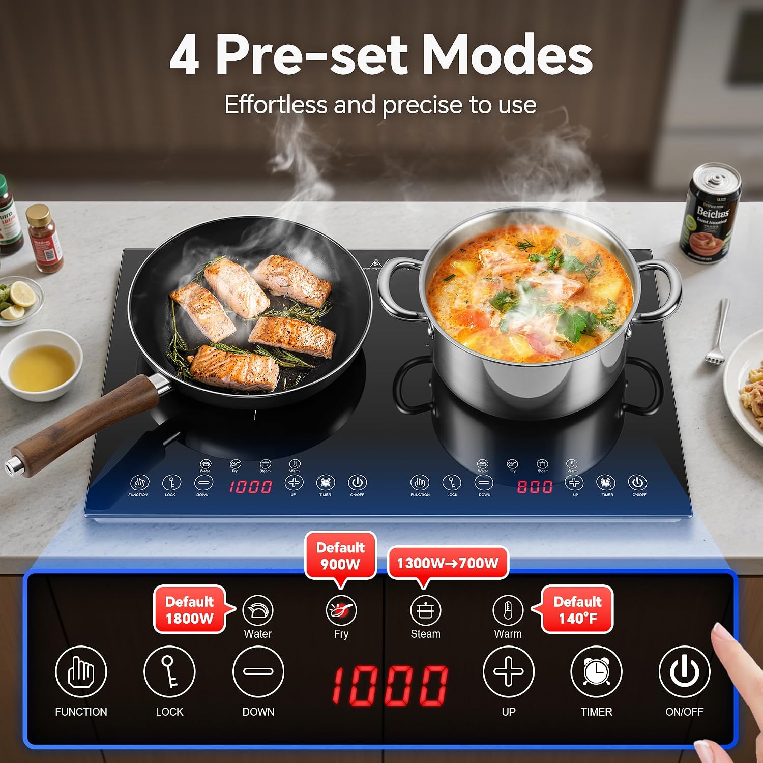 ポータブルIHクッキングヒーター 2口 - 1800W ダブ - Induction Cooktop Portable のレビューと価格
