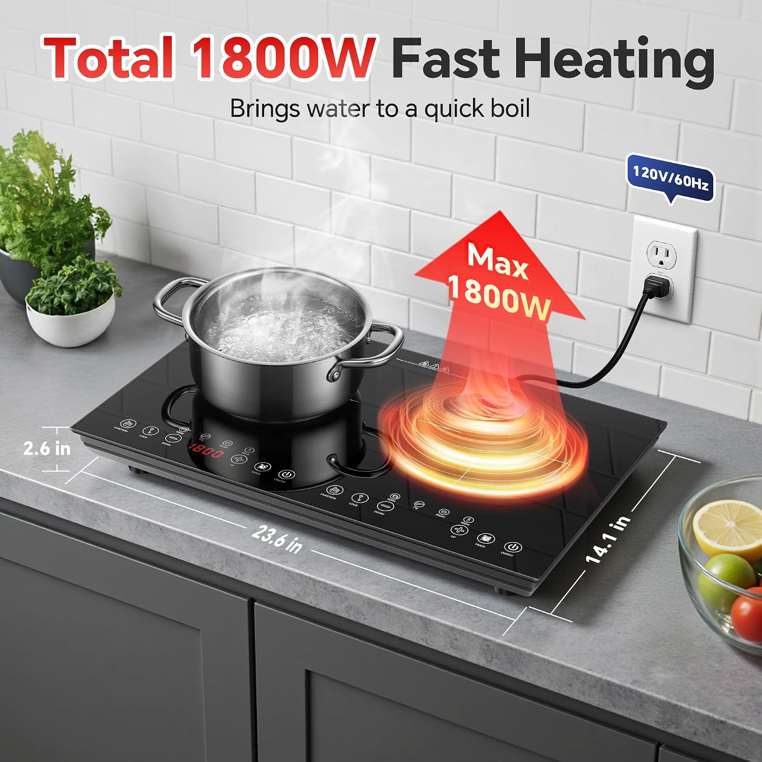 ポータブルIHクッキングヒーター 2口 - 1800W ダブ - Induction Cooktop Portable のレビューと価格