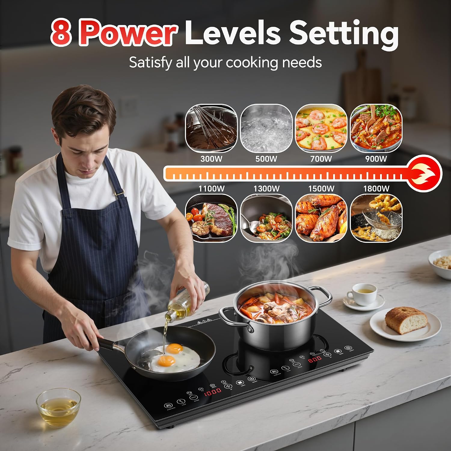 ポータブルIHクッキングヒーター 2口 - 1800W ダブ - Induction Cooktop Portable のレビューと価格
