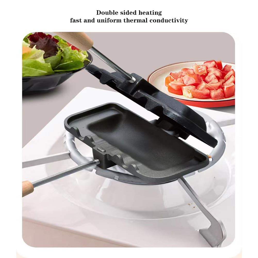 木製ハンドル付きサンドイッチメーカー、ポータブルノンスティッ - Toaster のレビューと価格