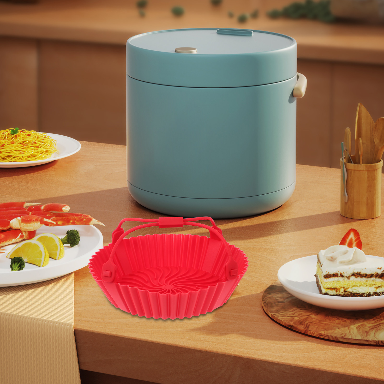 エアフライヤー用シリコントレイ。耐熱性があり、焦げ付き防止加 - Air Fryer のレビューと価格