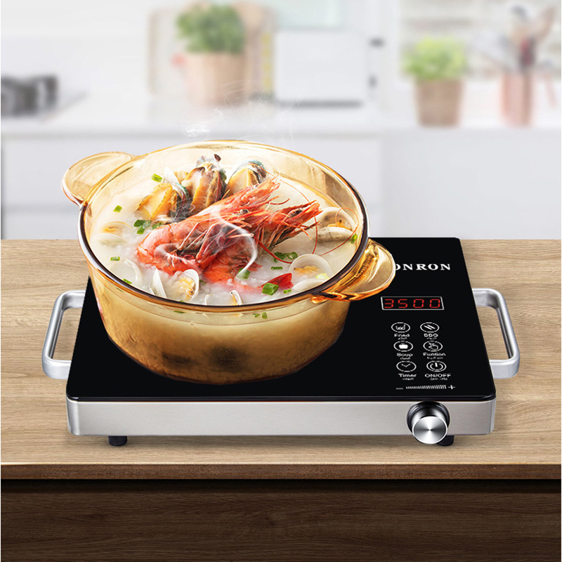 家庭用3500Wハイパワーセラミック調理器、黒色微結晶パネル - Induction Cooktop Portable のレビューと価格
