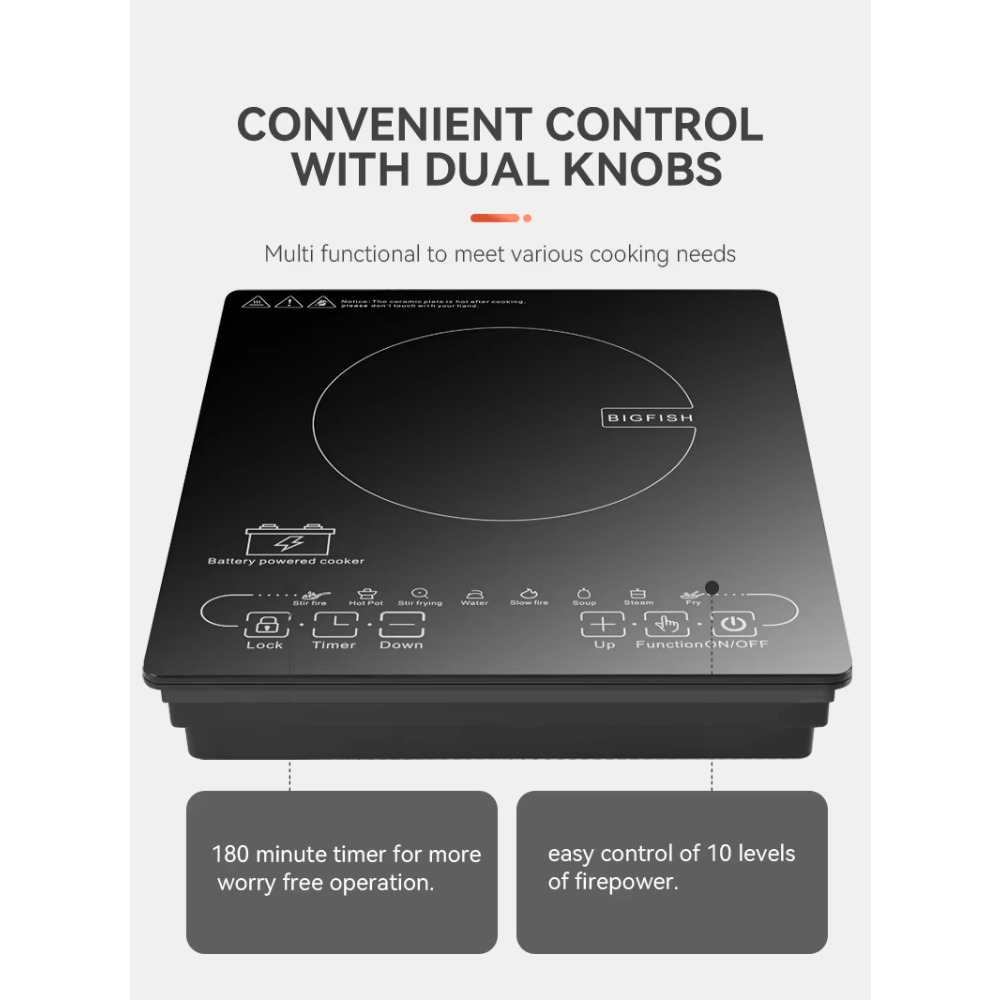 24V/48VソーラーDC誘導調理器 - 家庭用および屋外用 - Induction Cooktop Portable のレビューと価格