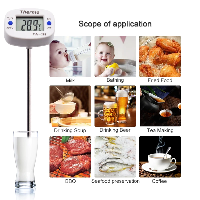 TA288 液晶デジタル食品温度計バーベキュープローブ温度計 - Kitchen Appliances Video のレビューと価格