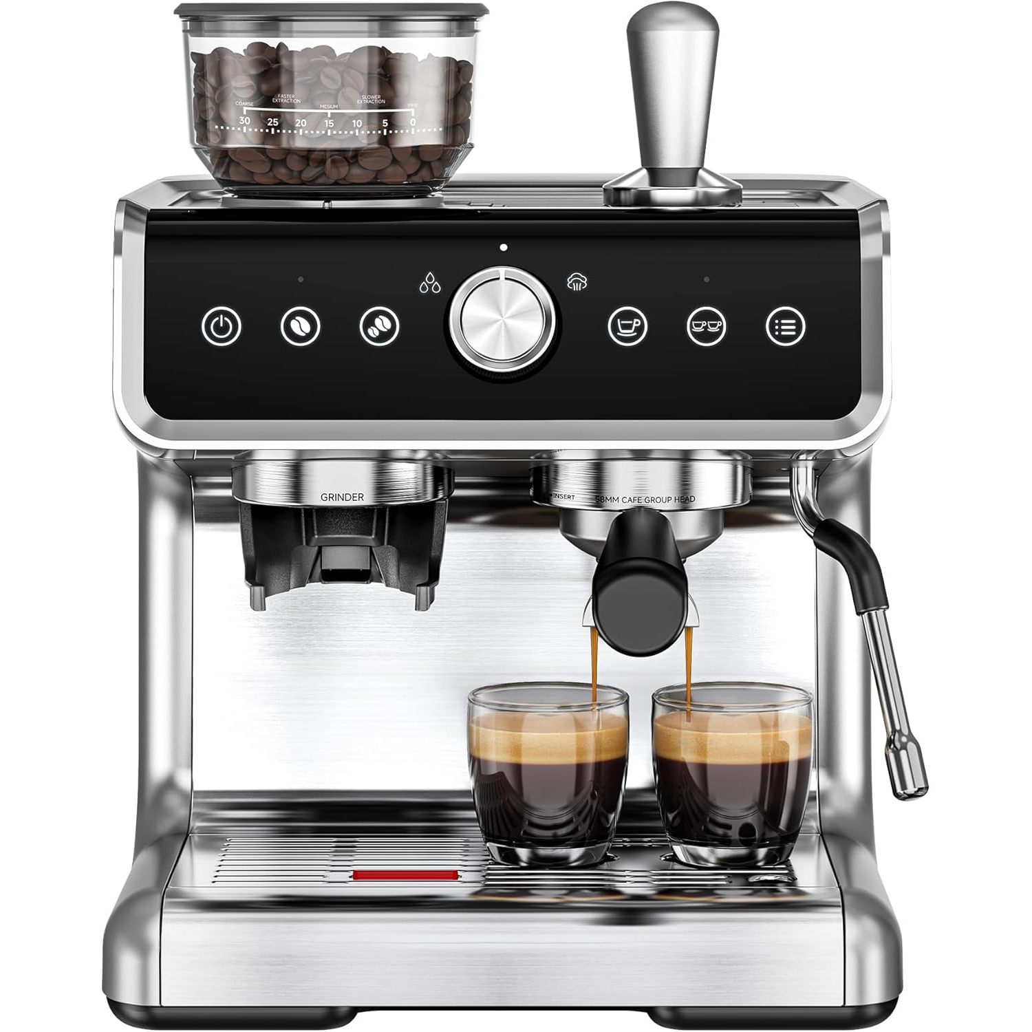 EUHOMY電動エスプレッソマシン、グラインダー付き、20バ - Coffee Maker のレビューと価格