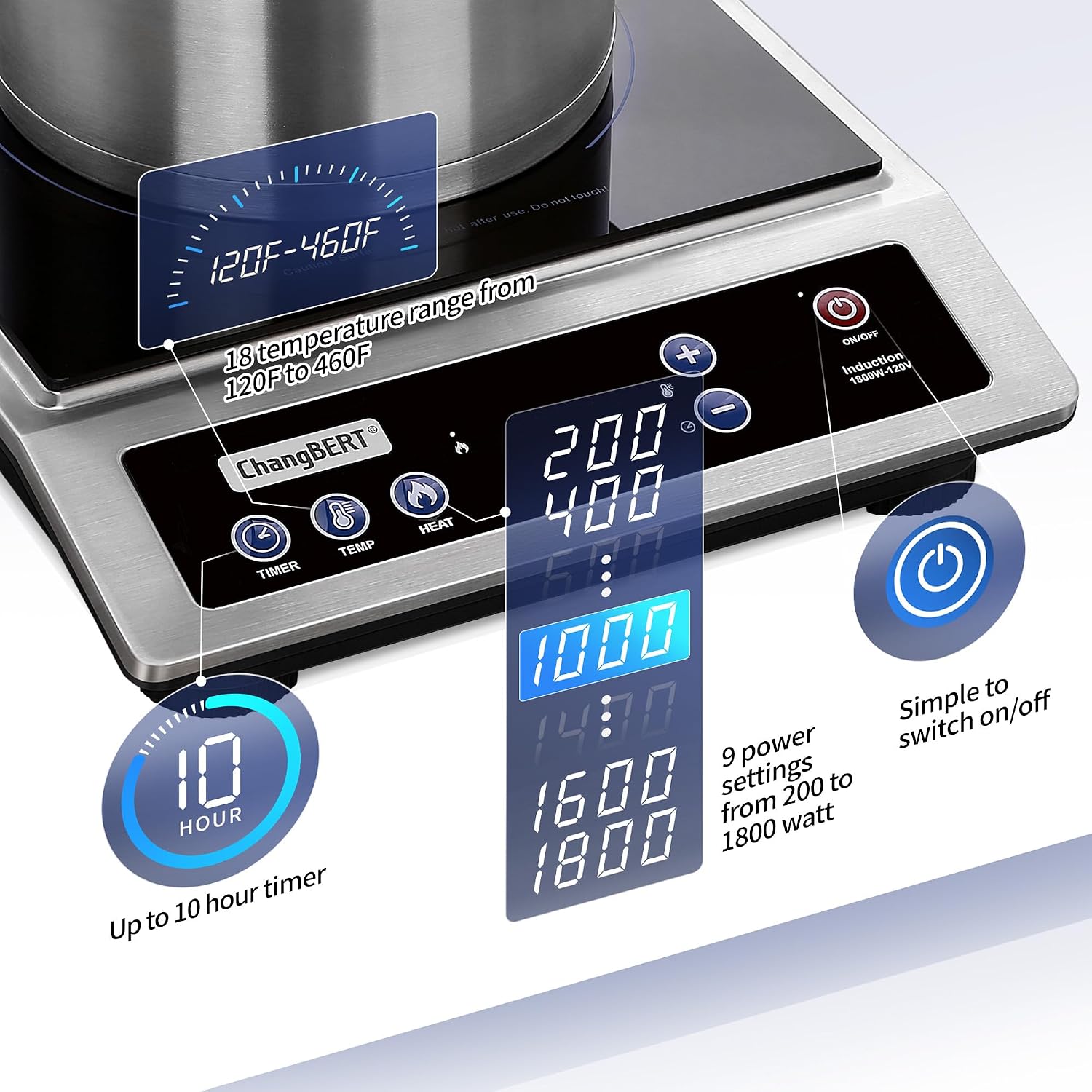 IHクッキングヒーター、業務用ポータブル調理器、大型8インチ - Induction Cooktop Portable のレビューと価格