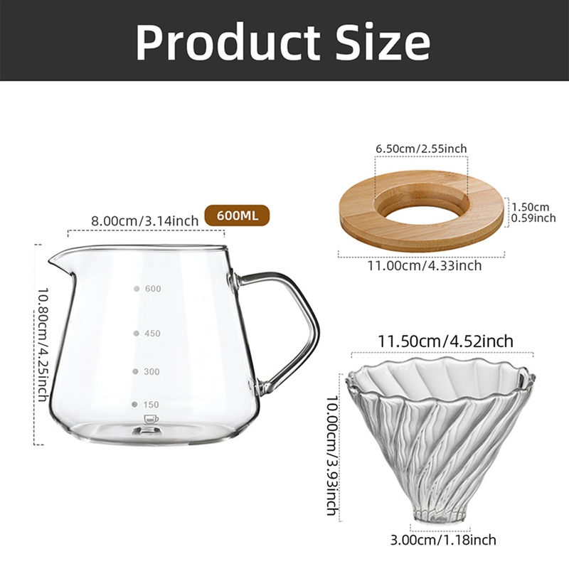 コーヒーフィルターカップ 木製スタンド付き 600ml コー - Coffee Maker のレビューと価格