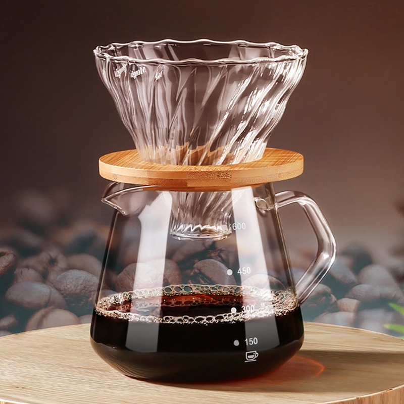 コーヒーフィルターカップ 木製スタンド付き 600ml コー - Coffee Maker のレビューと価格